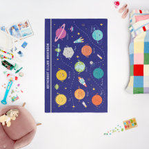 Space Planets Rocket Blue Personalisiert Monogram