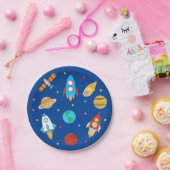 Space Planets Stars Galaxy Blau Pappteller (Party)