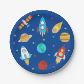 Space Planets Stars Galaxy Blau Pappteller (Vorderseite)