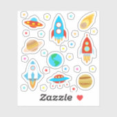 Space Planets Stars Rockets Comets Aufkleber (Blatt)