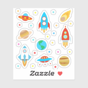 Space Planets Stars Rockets Comets Aufkleber