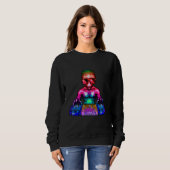Space Psychedelic Rave Alien DJ Techno House Music Sweatshirt (Vorne ganz)
