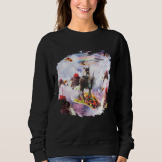 Space Pug Riding Wolf Ice Cream & Taco Sweatshirt