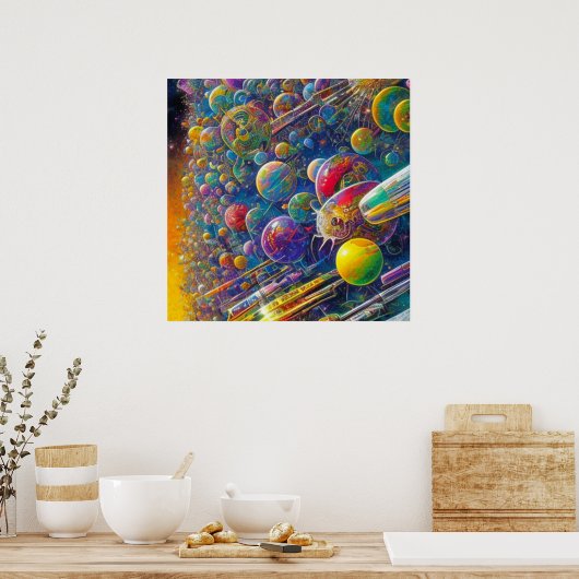 Space Race matte Poster (Küche)