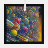 Space Race square glass ornament (Rückseite)