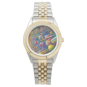 Space Race zwei Töne Armband sehen w Zahlen Armbanduhr