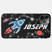 Space Rakete schwarze Jungs Name Case-Mate iPhone Hülle (Rückseite (Horizontal))