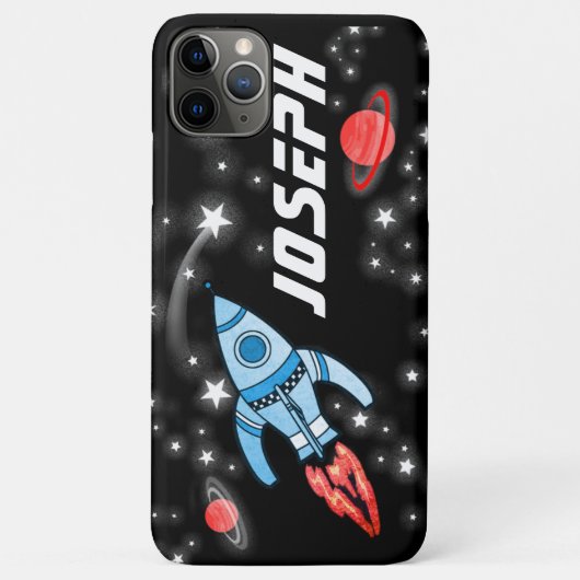 Space Rakete schwarze Jungs Name Case-Mate iPhone Hülle (Rückseite)