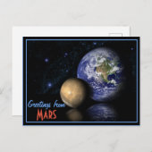 Space Red Blue Black Mars Earth Globe Foto Postkarte (Vorne/Hinten)
