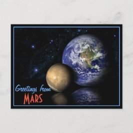 Space Red Blue Black Mars Earth Globe Foto Postkarte