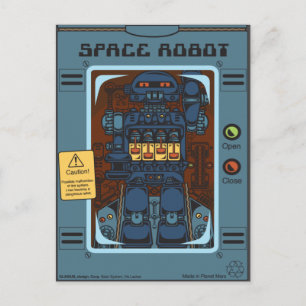 Space Robot Box Toy Postkarte