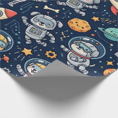 Space Robot Hund Geschenkpapier – Süßes Muster (Ecke)