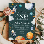 Space Rocket 1st Trip Around the Sun Birthday Einladung