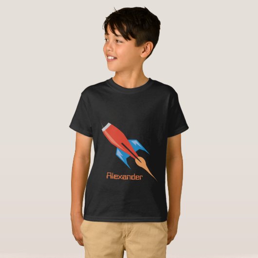 Space Rocket Boys Personal Individuelle Name T-Shirt (Vorne ganz)