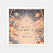 Space Rocket Clouds Baby Shower Serviette (Vorderseite)