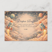 Space Rocket Clouds Diapper Raffle Begleitkarte (Vorderseite)