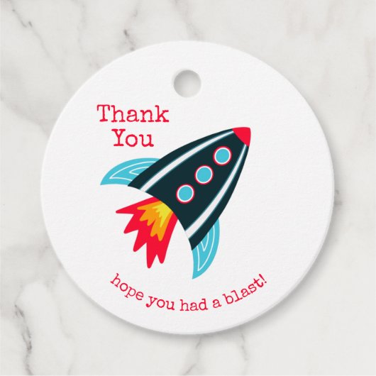 Space Rocket Danke, Boys zum Geburtstag Geschenkanhänger (Vorderseite)
