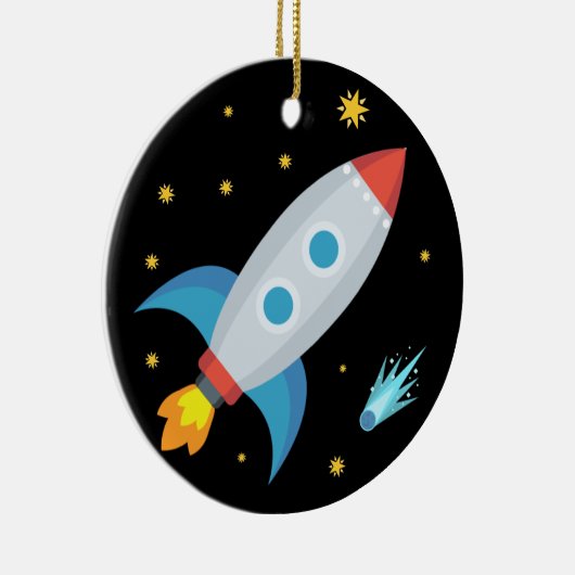 Space Rocket Emoji Keramik Ornament (Rechts)