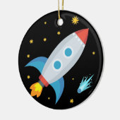 Space Rocket Emoji Keramik Ornament (Links)