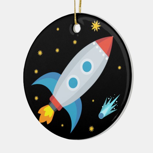 Space Rocket Emoji Keramik Ornament (Links)