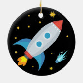 Space Rocket Emoji Keramik Ornament (Hinten)