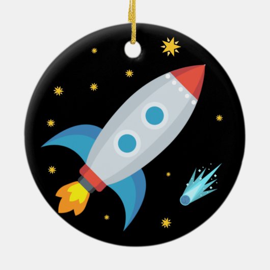 Space Rocket Emoji Keramik Ornament (Hinten)