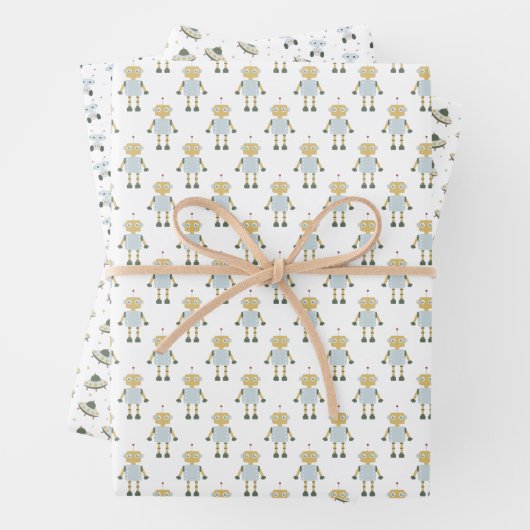 Space Rocket Galaxy Fun Pastel Geschenkpapier Set (Beispiel)