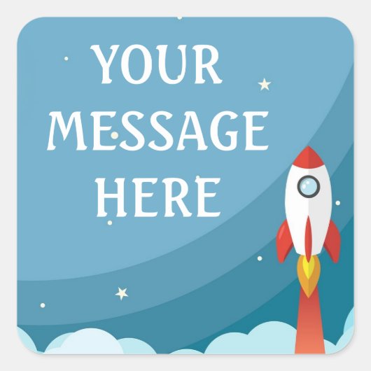 Space Rocket Hintergrund - Anpassen Sie Ihre eigen Quadratischer Aufkleber (Vorderseite)