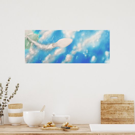 Space Rocket Hub aus dem Start. Poster (Küche)