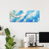 Space Rocket Hub aus dem Start. Poster (Heimbüro)