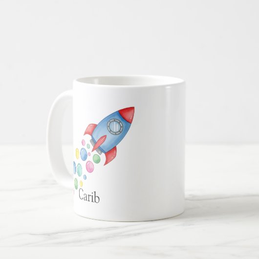Space Rocket Niedlich Spaß Geschenk Personalisiert Kaffeetasse (Vorderseite Links)