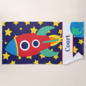 Space Rocket Personalisiert Beach Handtuch (Vorderseite)