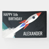 Space Rocket Personalisiert Kindergeburtstag Party Banner (Horizontal)