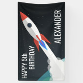 Space Rocket Personalisiert Kindergeburtstag Party Banner (Vertikal)