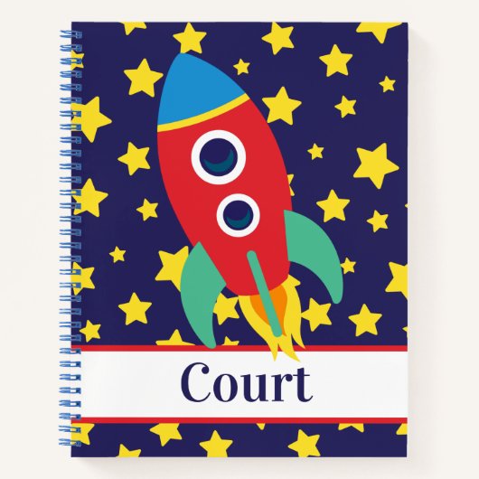 Space Rocket Personalisiert Spiral Notebook Notizblock (Vorderseite)