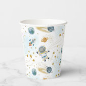 Space Rocket Ship Astronaut Stars Pattern Pappbecher (Rückseite)