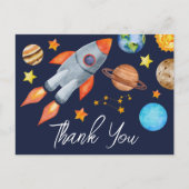 Space Rocket Ship Geburtstag Vielen Dank Postkarte (Vorderseite)