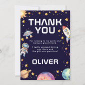 Space Rocket Ship Geburtstagsparty Danke Karte (Vorderseite)