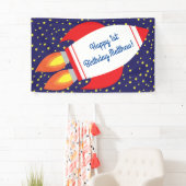 Space Rocket Star Schiff 1. Geburtstag Party Banner (Insitu)