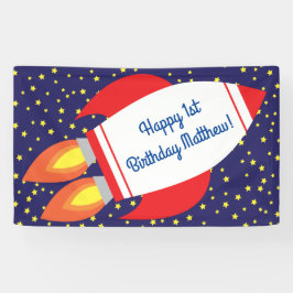Space Rocket Star Schiff 1. Geburtstag Party Banner