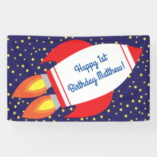 Space Rocket Star Schiff 1. Geburtstag Party Banner