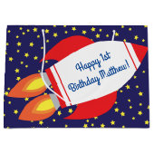 Space Rocket Star Schiff 1. Geburtstagsgeschenktas Große Geschenktüte (Vorderseite)