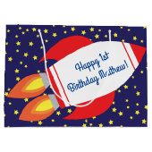 Space Rocket Star Schiff 1. Geburtstagsgeschenktas Große Geschenktüte (Rückseite)