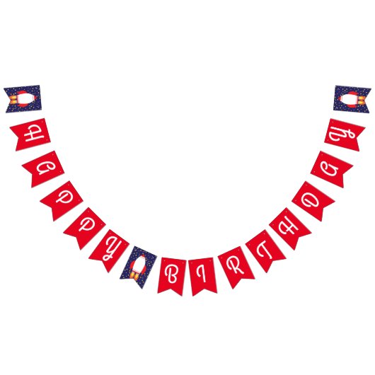Space Rocket Star Schiff Happy Birthday Banner (Alle)