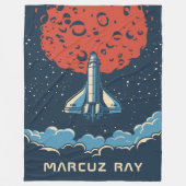 Space Rocket to Red Planet Custom Blanket for Boys Fleecedecke (Vorderseite)