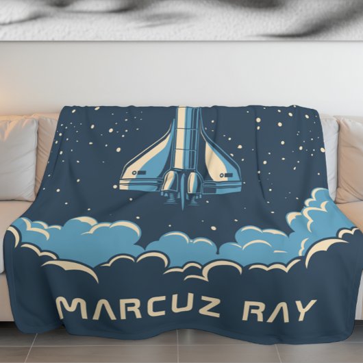 Space Rocket to Red Planet Custom Blanket for Boys Fleecedecke