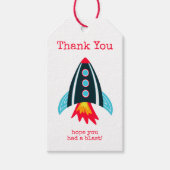Space Rocket Vielen Dank zum Geburtstag Geschenkanhänger (Vorderseite)