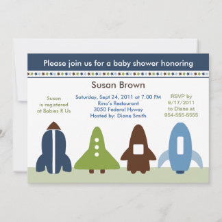 Space Rockets Baby Dusche Einladung