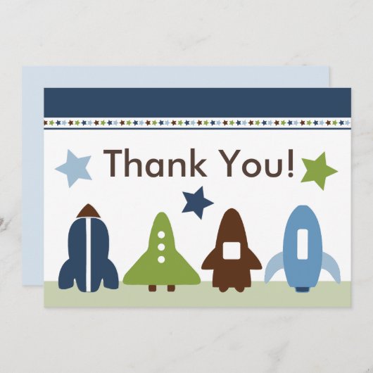 Space Rockets Danke Karte (Vorne/Hinten)