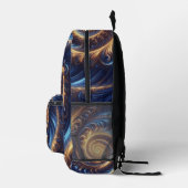 Space Royal Blue und Gold Wirbel Bedruckter Rucksack (Rechts)